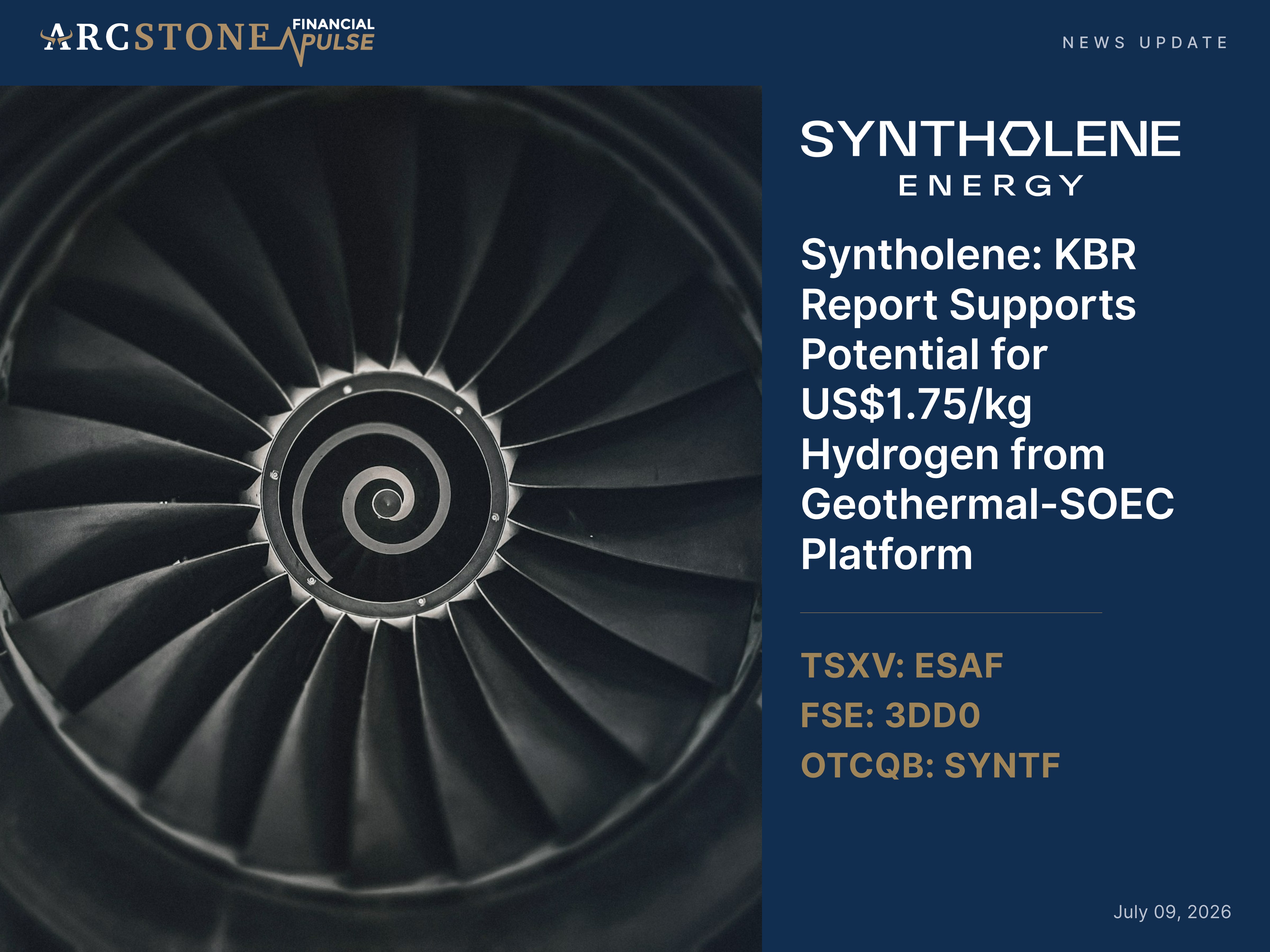 Syntholene Energy: KBR Report Supports Potential for US$1.75/kg Hydrogen from Geothermal-SOEC Platform
