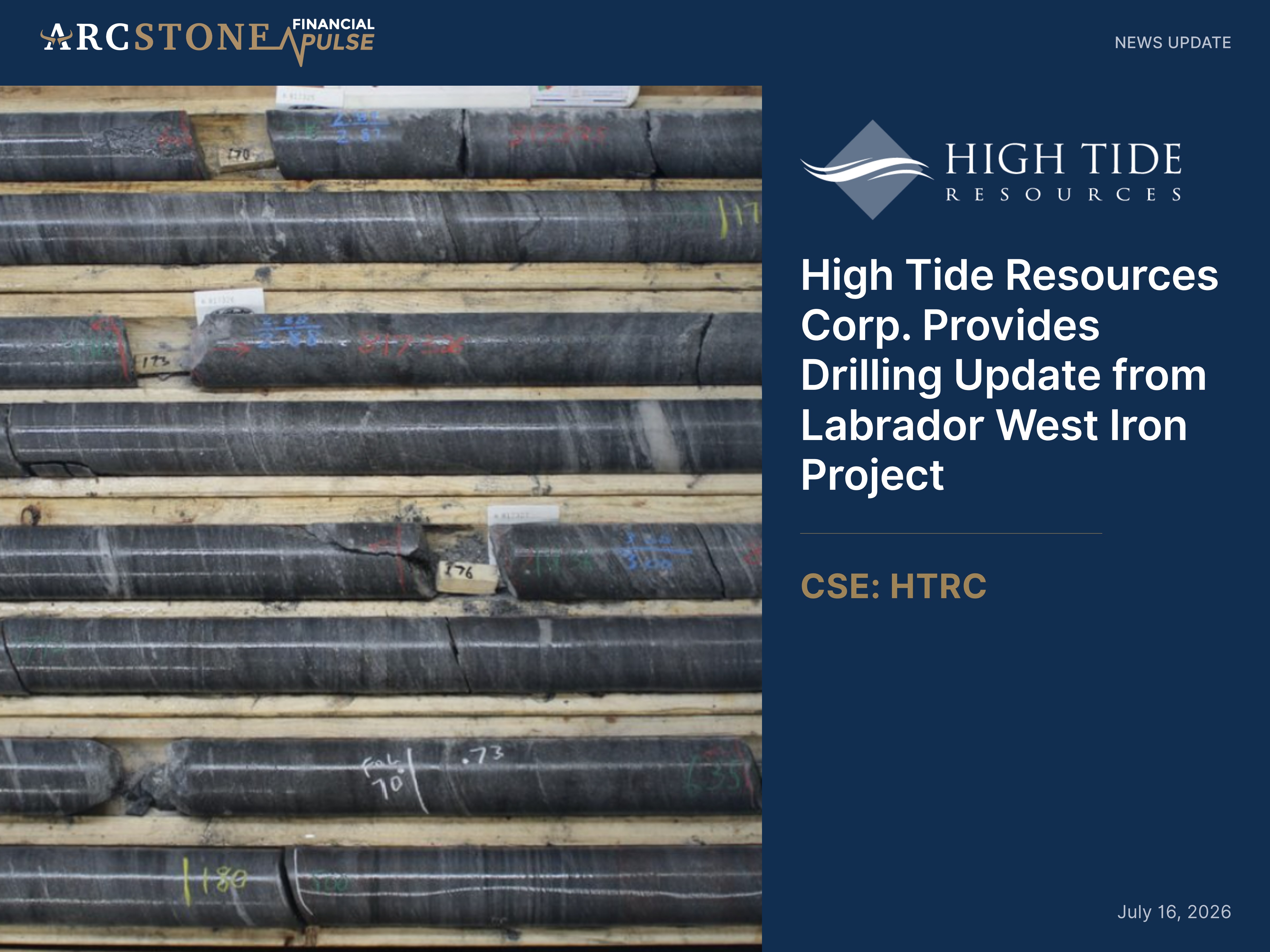 High Tide Resources Corp. Provides Drilling Update from Labrador West Iron Project