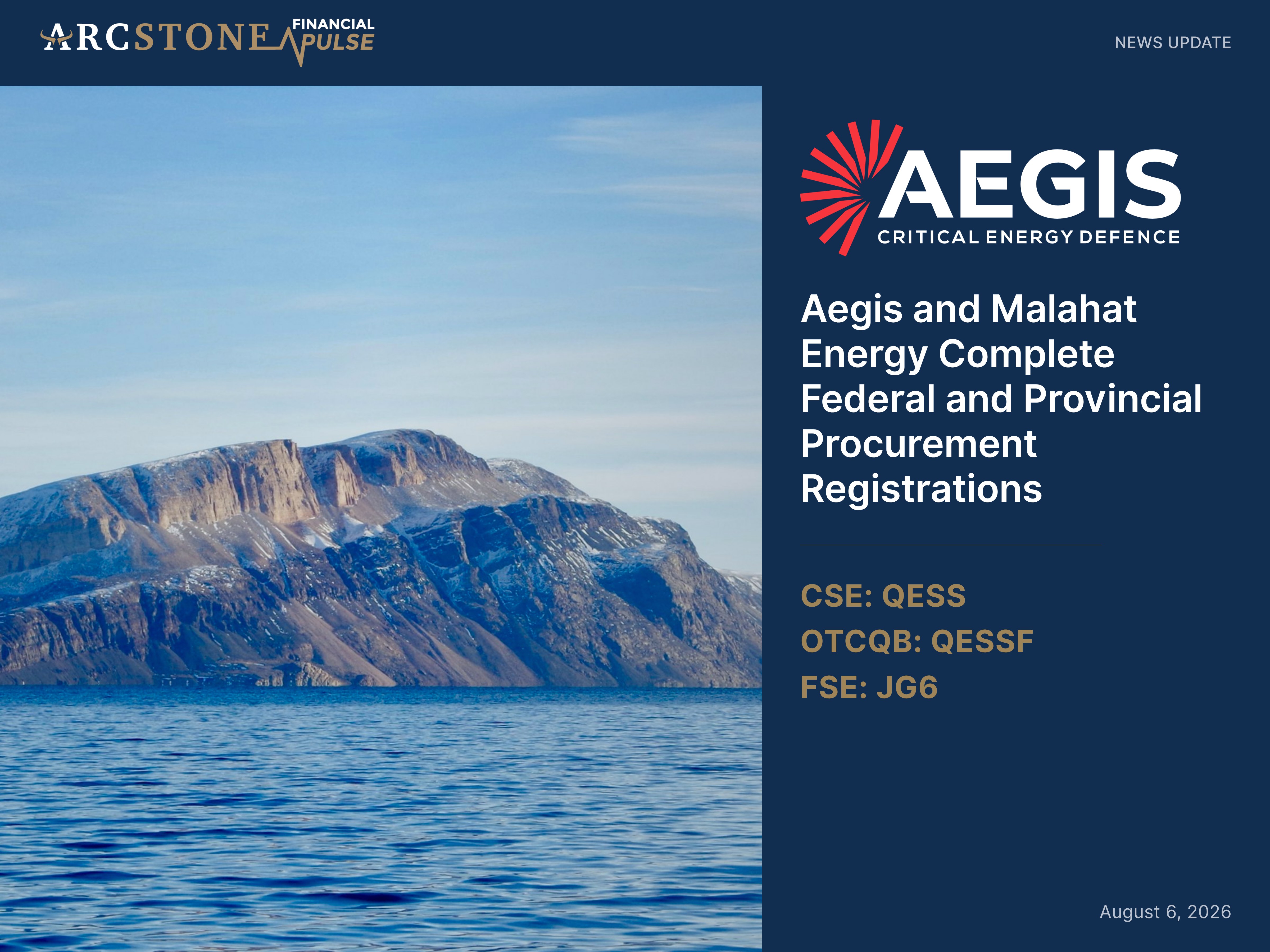 Aegis Critical Energy Defence Corp. and Malahat Energy Systems Complete Registrations to Participate in Canadian Federal and Provincial Procurement Opportunities