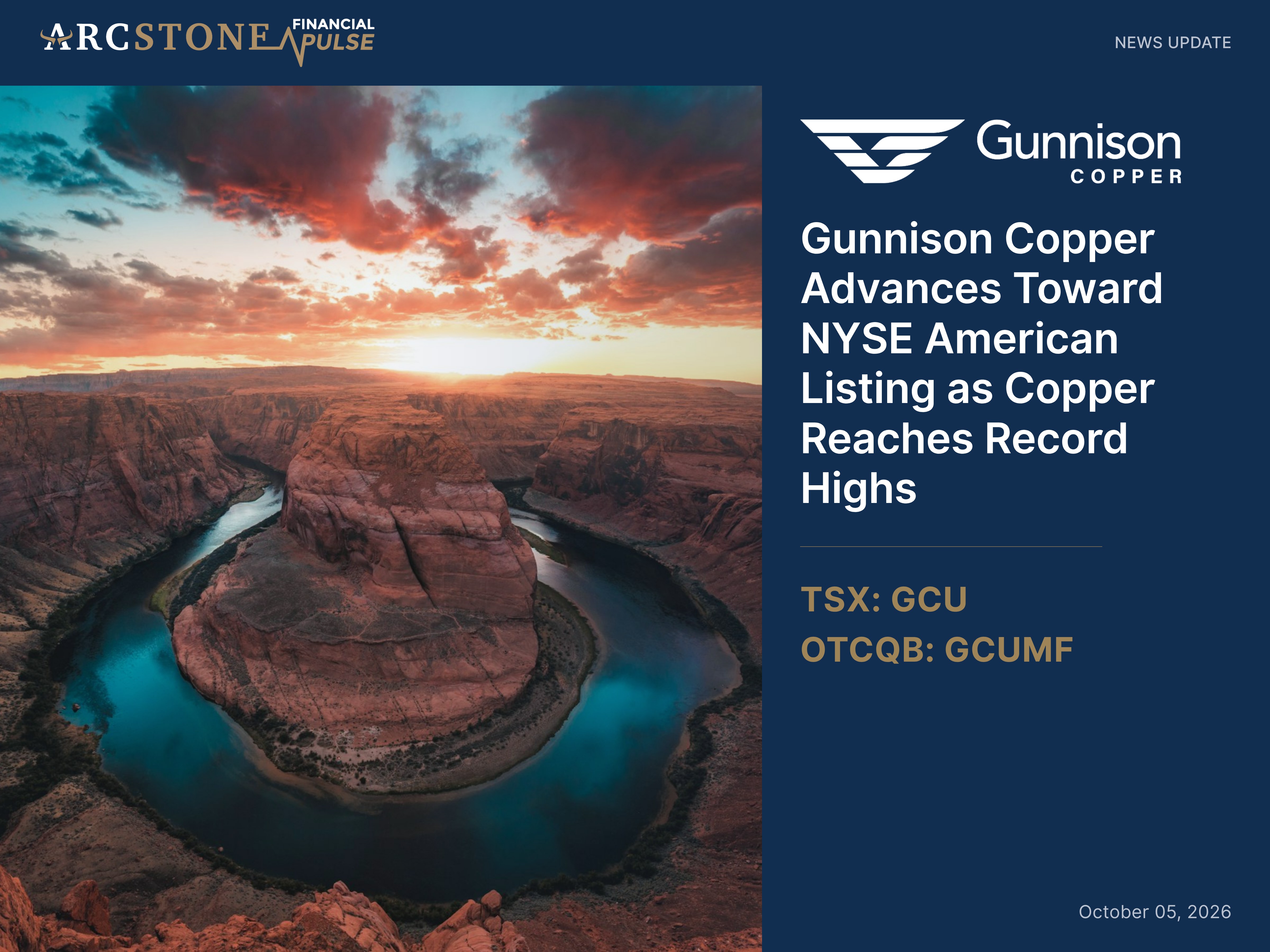 Gunnison Copper Advances Toward NYSE American Listing as Copper Reaches Record Highs