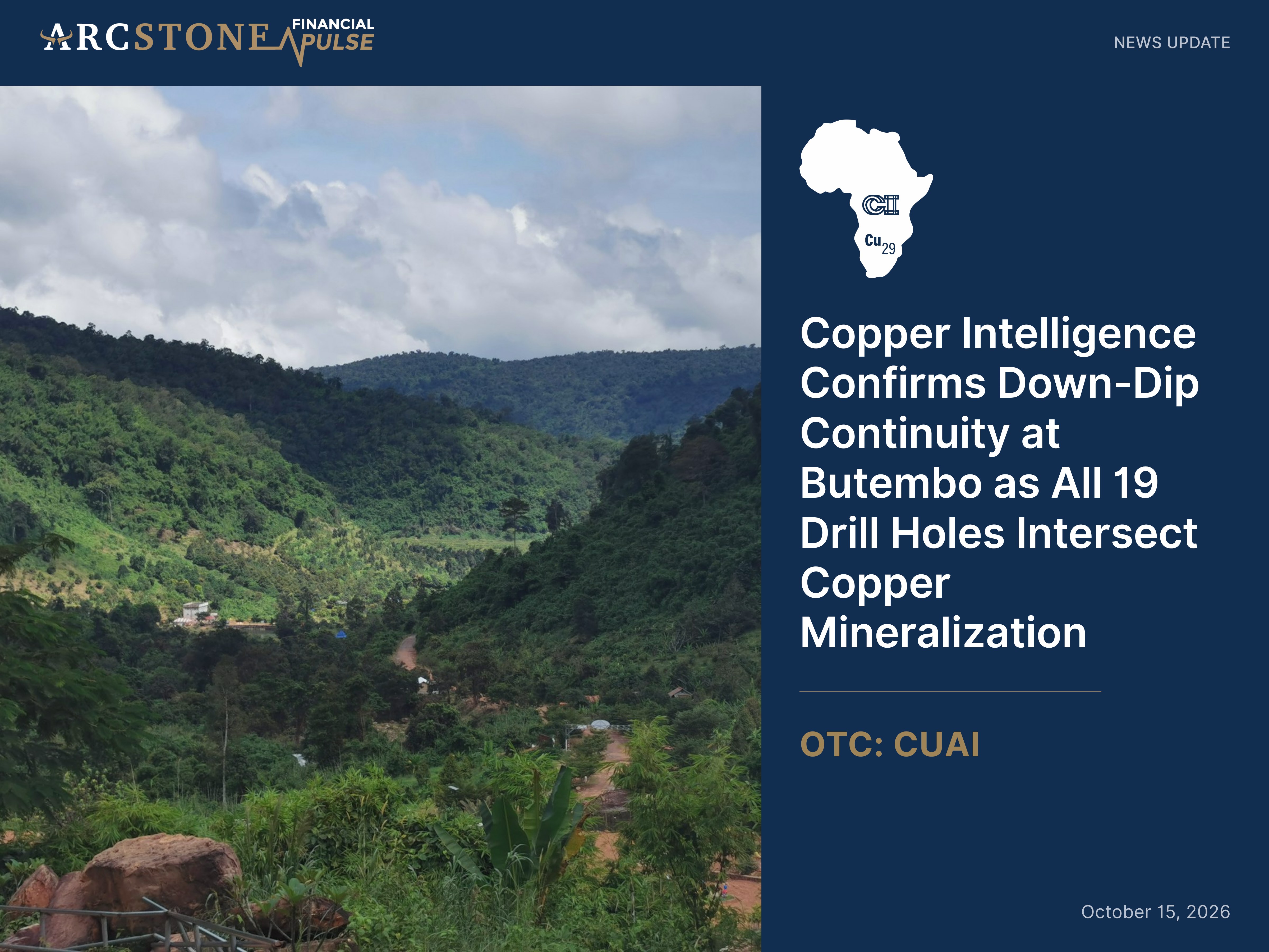 Copper Intelligence Confirms Down-Dip Continuity at Butembo as All 19 Drill Holes Intersect Copper Mineralization