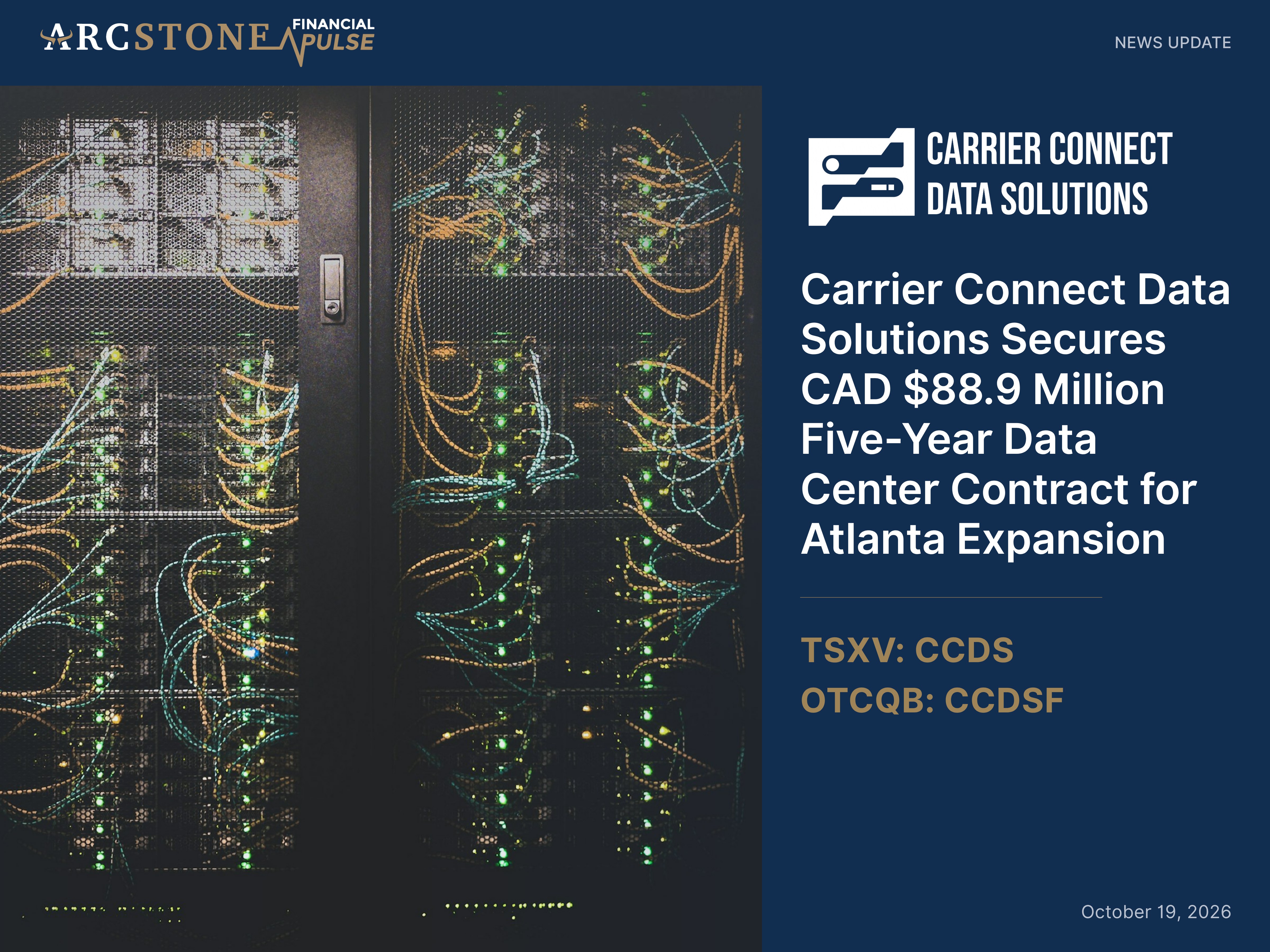 Carrier Connect Data Solutions Secures CAD $88.9 Million Five-Year Data Center Contract for Atlanta Expansion