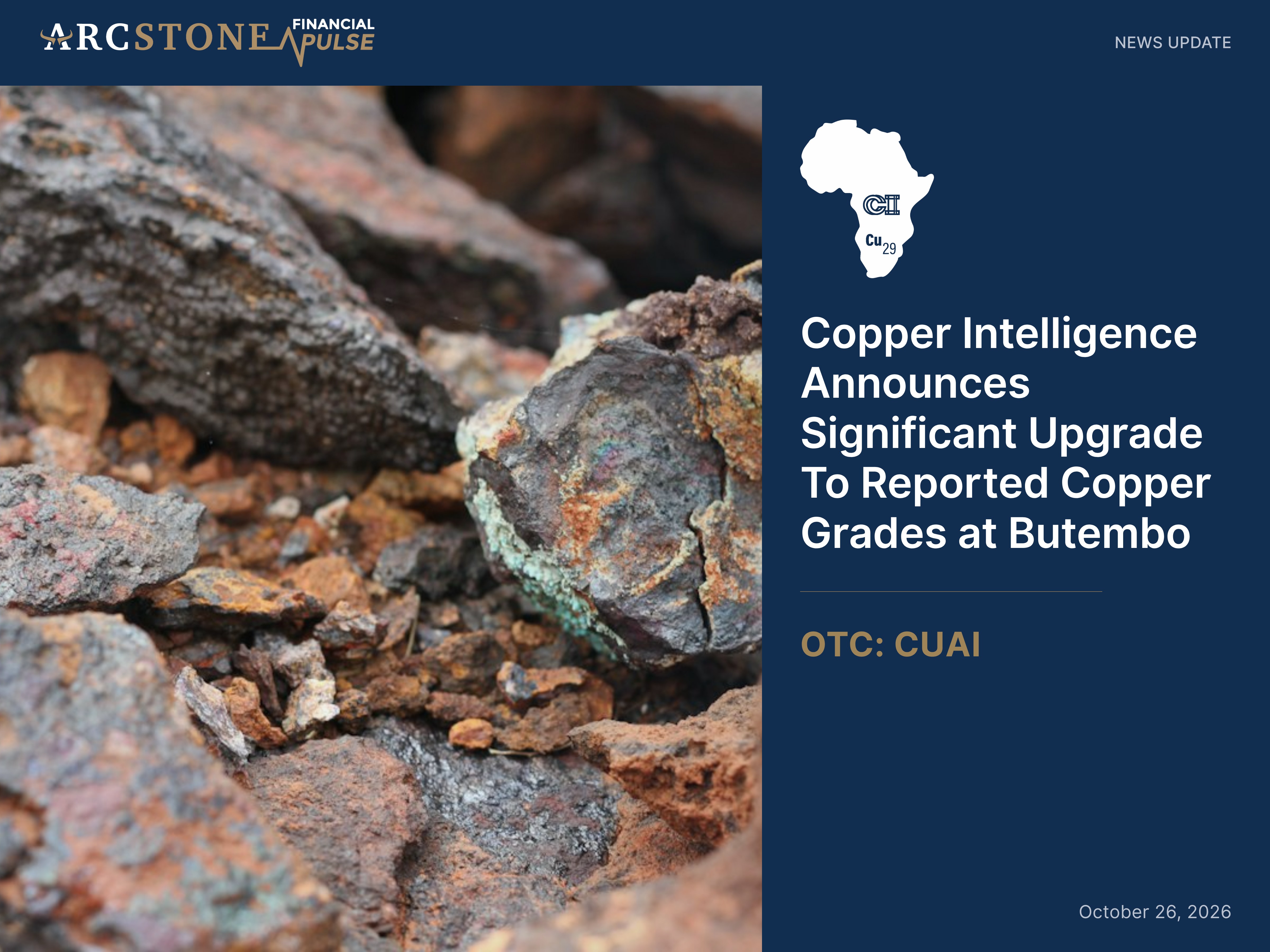 Copper Intelligence Announces Significant Upgrade To Reported Copper Grades at Butembo